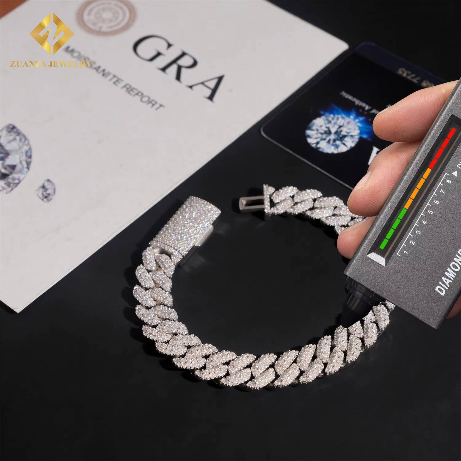 High End 10mm Moissanite Cuban Bracelet 925 Silver Fine Jewelry Iced Out Bracelet Hip Hop Moissanite Bracelet