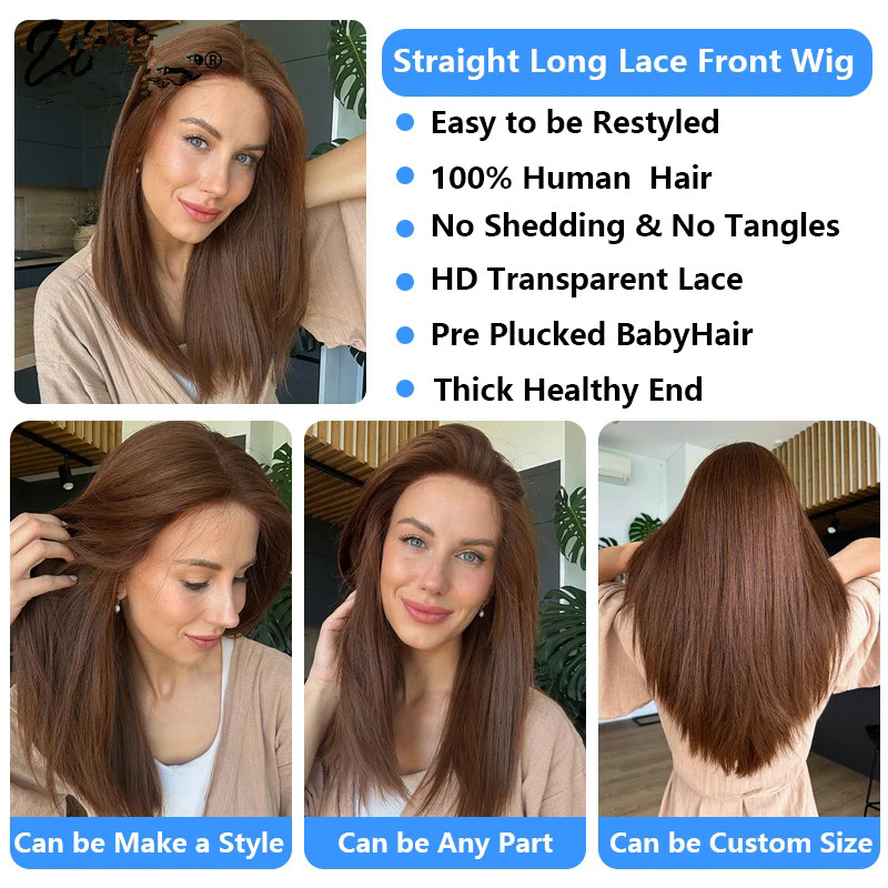 Hallows' Day Chestnut Auburn Brown 13x4 Lace Front Human Hair Wig Pre plucked Brazilian Glueless For Women Party Cosplay Use Wig