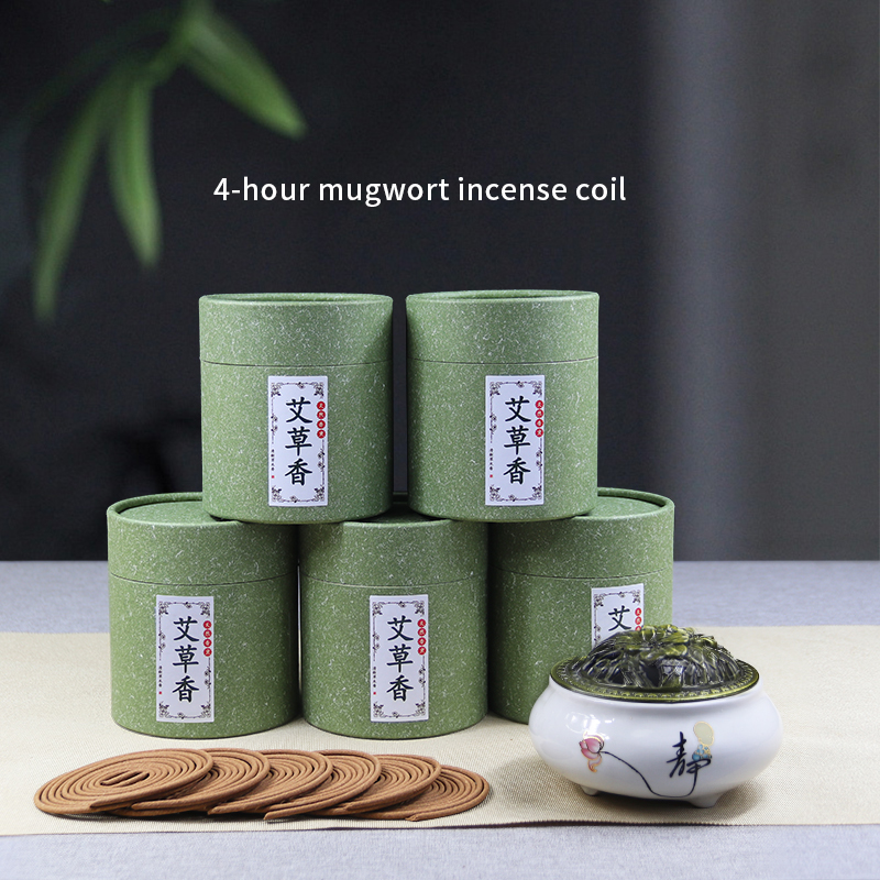 Moxa Incense Coils Set - 4-8hr Burning Time, 30 Coils with Large Censer for Aromatherapy & Relaxation