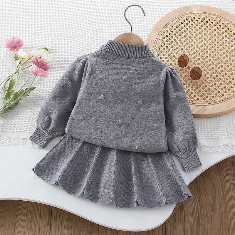 Gilrs Dress Clothes Sets Spring Autumn Children Woolen Jersey Sweaters Tops Skirt Kids Princess Dress Suit For Baby Outfits 5 6Y L250926ZVJ8