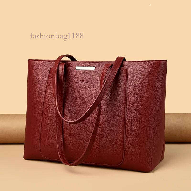 Solid Color Handbag Designer HIgh Quality Leather Shoulder Bags for Women 2024 High Capacity Shopping Tote Bag