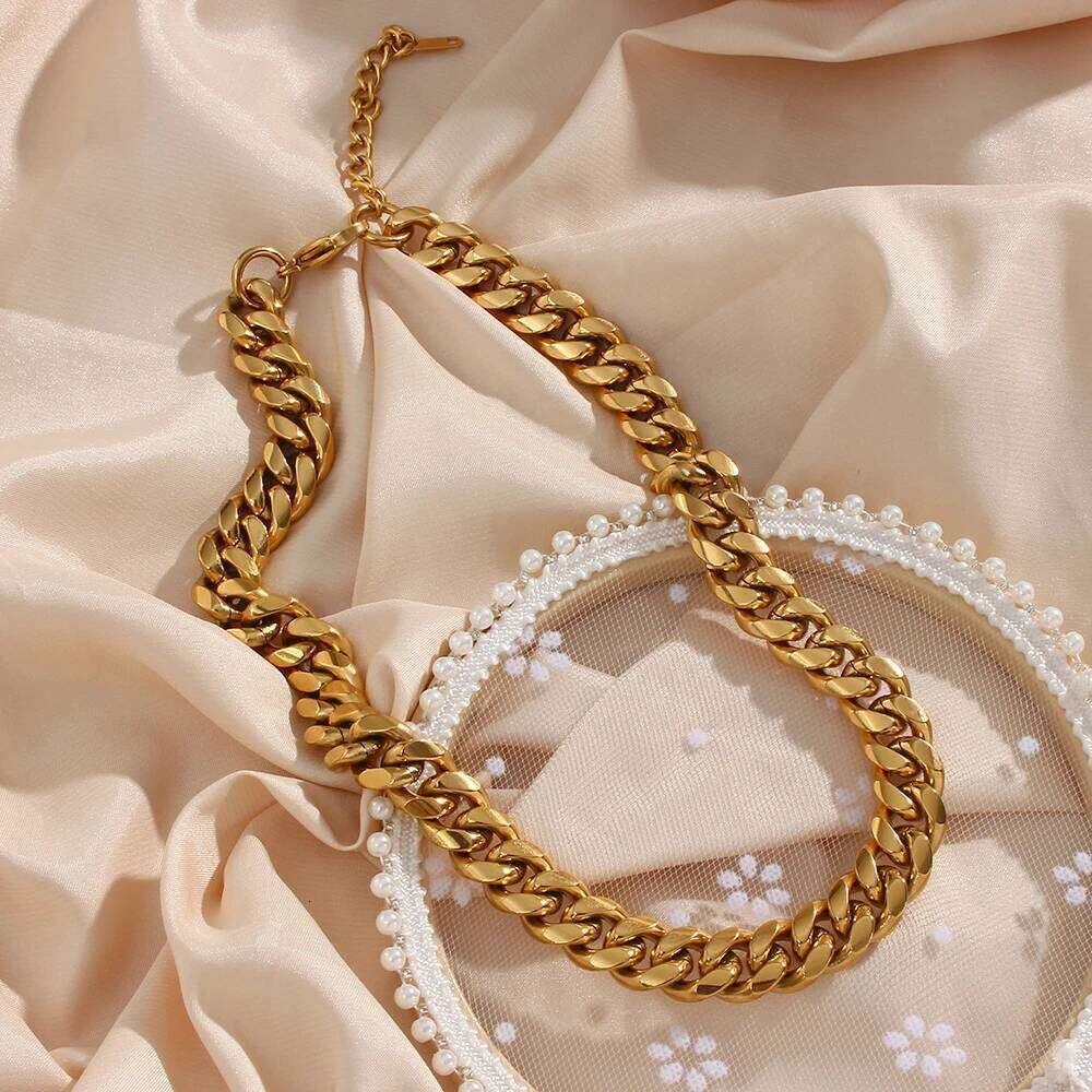MaitaSlay 13mm Hip Hop Thick Cuban Chain Necklaces for Women Men Gold Plated Punk Choker New Trendy Metal Jewelry Gift