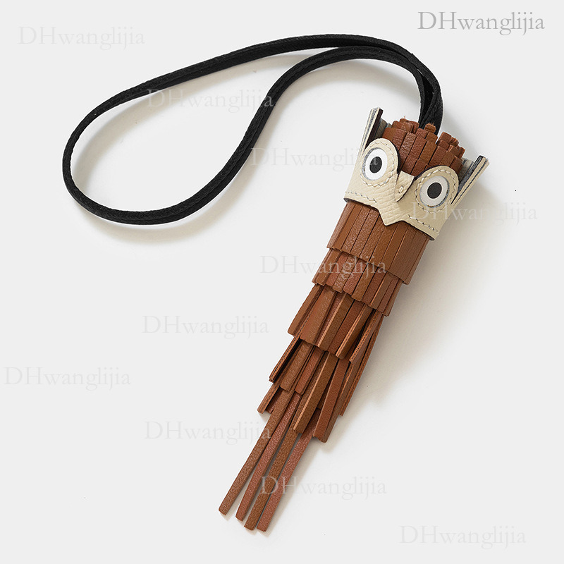DH Luggage Accessories Live Sheepskin Tassel Owl Handmade Sewn Bag Key Car Accessory Pendant