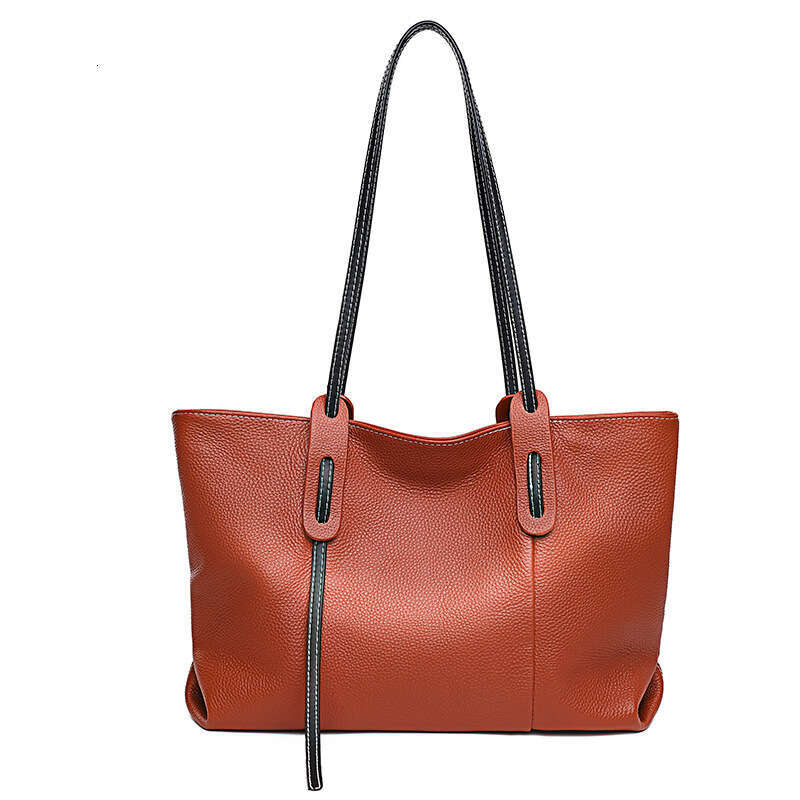 designer bag Luxury bag Genuine Leather Tote New Large Capacity Shoulder Bag Women's Top Layer Cowhide Solid Color Commuter Handbag