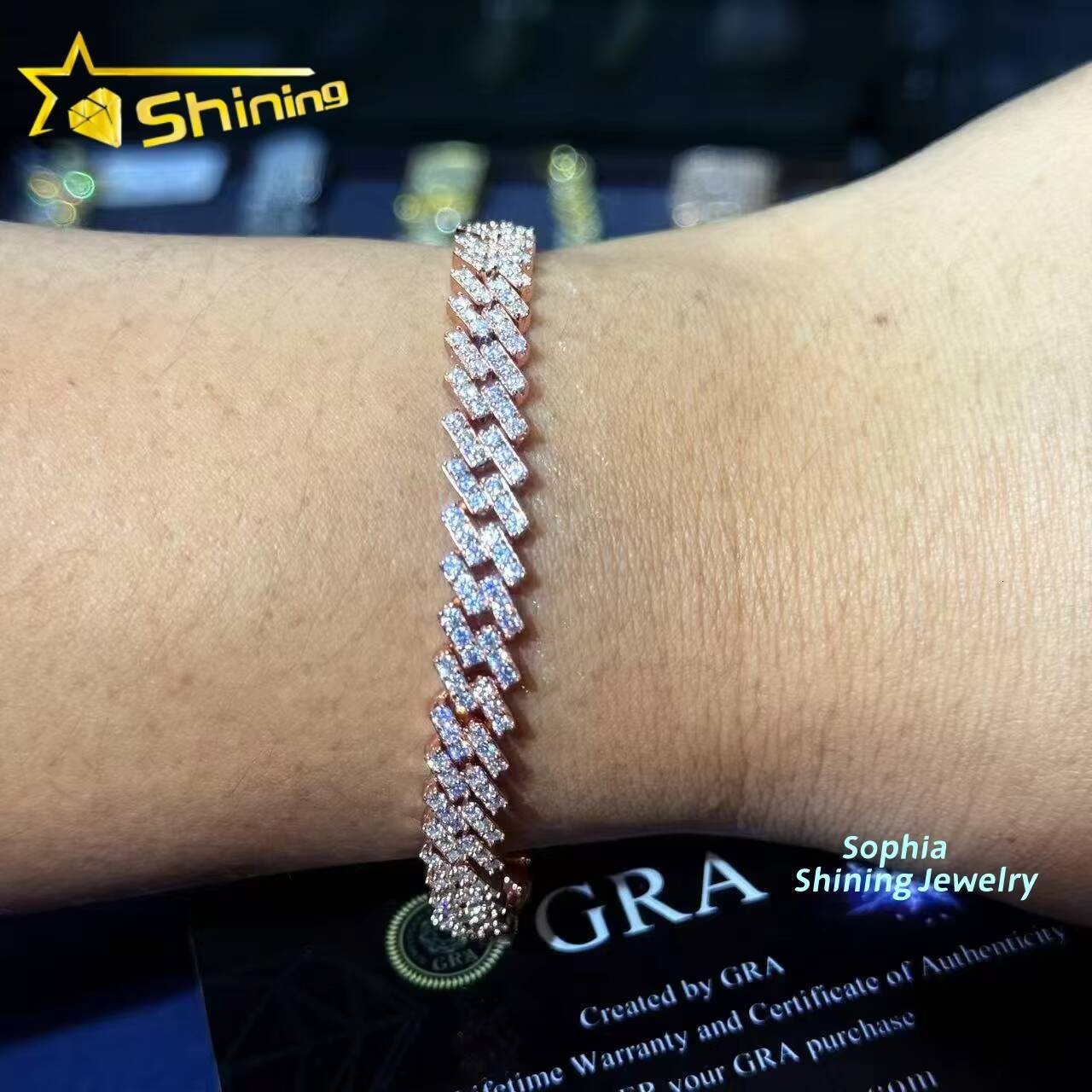 New Style Sterling Silver 5MM VVS Moissanite Diamond Cuban Link Chain Gra Certified Hip Hop Jewelry Iced Out Link Bracelet Men