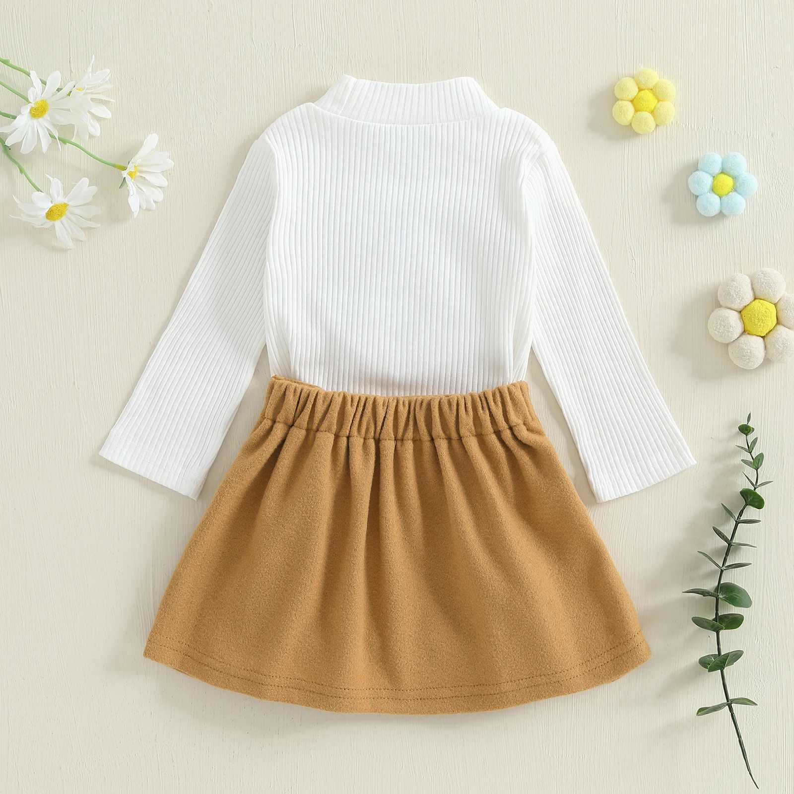 Pudcoco Toddler Baby Girl Fall Outfit Heart Mock Neck Long Sleeve Tops with 3D Flower Mini A Line Skirt 2Pcs Set 6M4T L250926IKFM