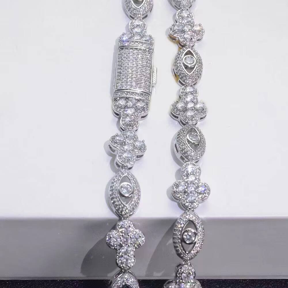 Personalized Trendy Hip Hop Eye Cross Necklace for Men and Women ZirconEmbellished Link Chain Brass Jewelry for Parties