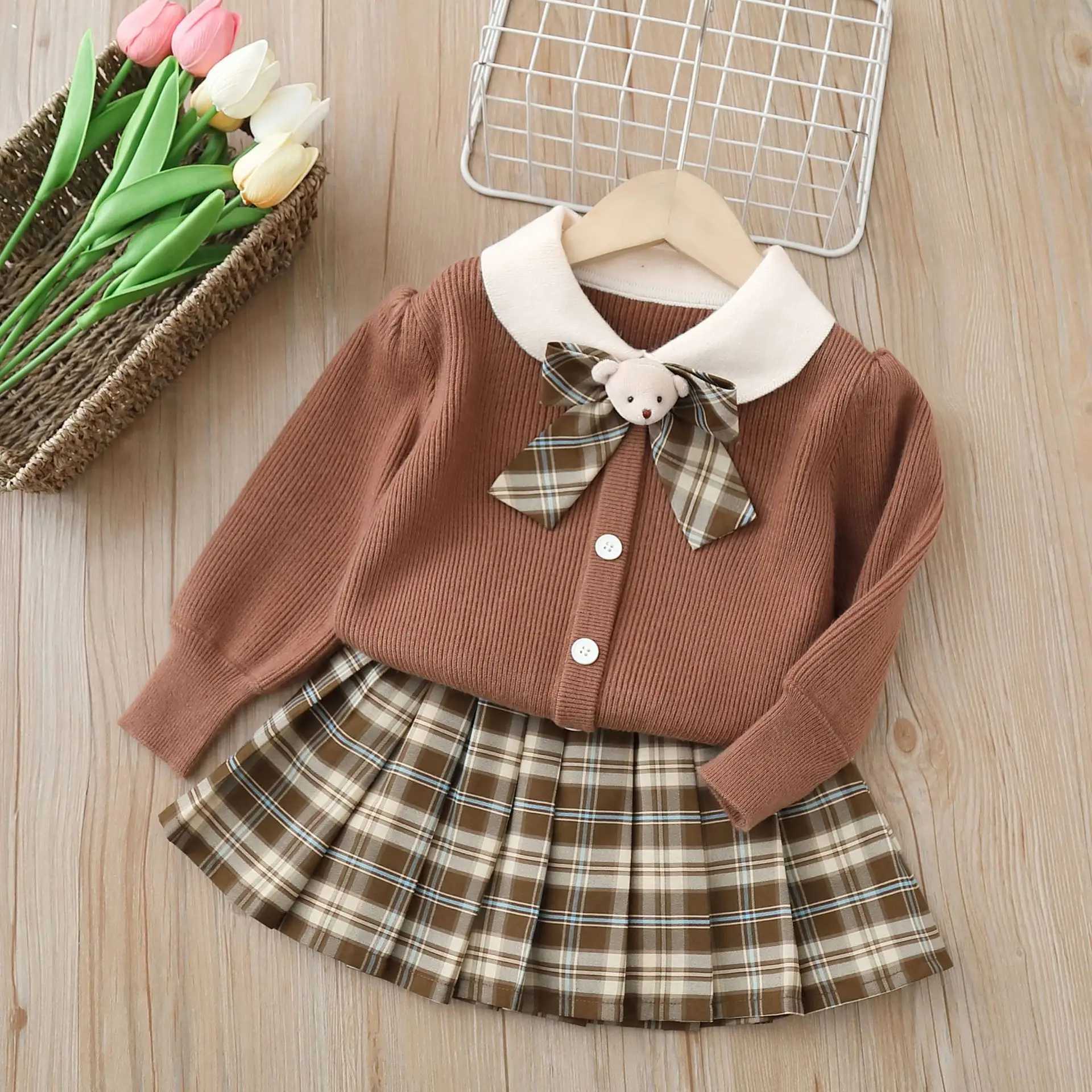Childrens Sweater Set Autumn New Styles For Baby Girls Princess Dress Fashion TwoPiece Autumn Childrens Clothing L250926S14M
