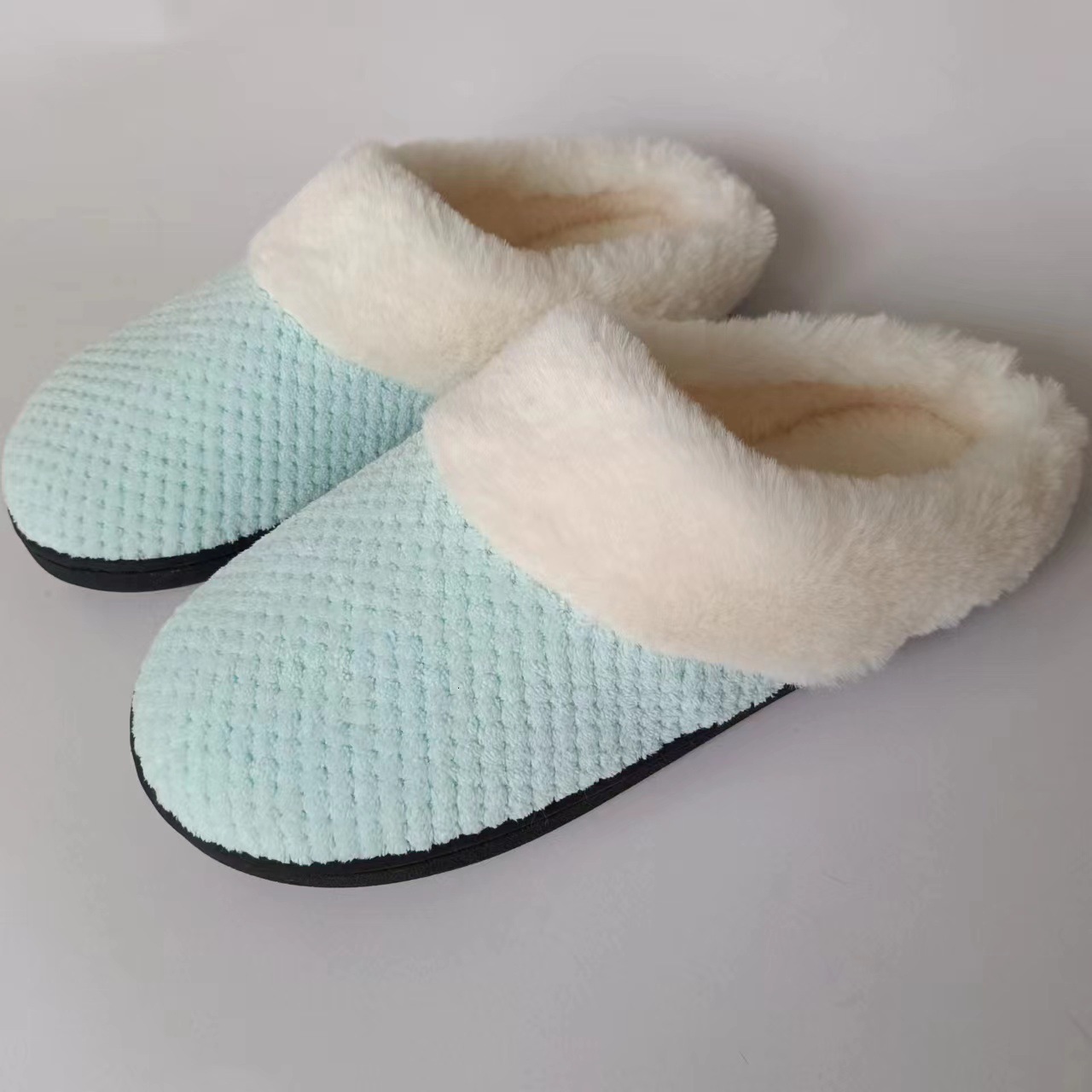 Pineapple Grid Coral Fleece Memory Foam Slippers ddmymarket