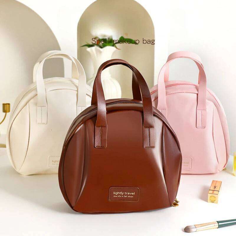 Fashion Storage Travel Women PU Leather Shell Cosmetic Handbag Portable Makeup Bag Lipstick Perfume Beauty Pouch