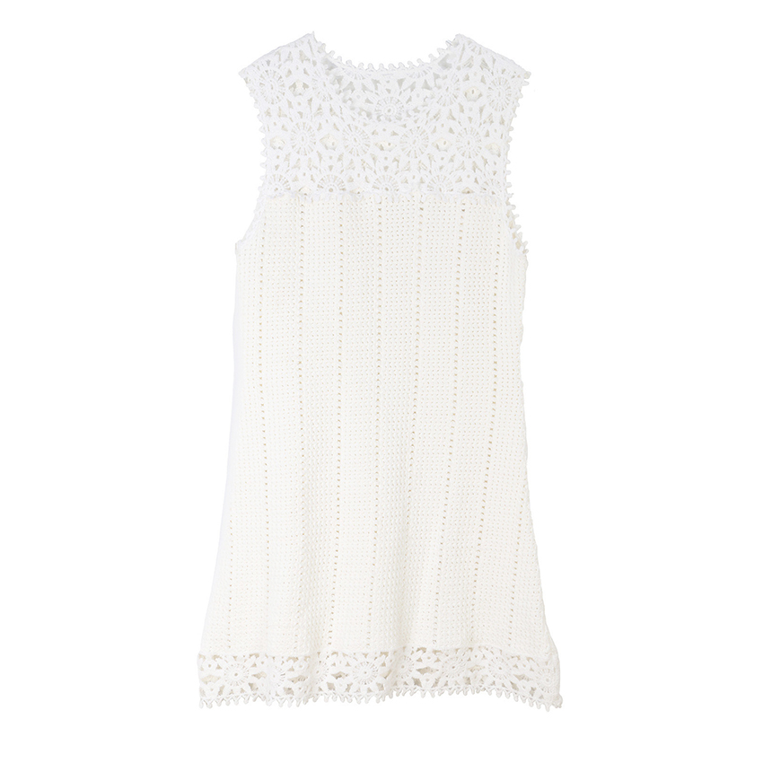 M-brand niche luxury hollow dress for women, urban style holiday vest dress, French beach sleeveless vest A-line dress, women's knitted.