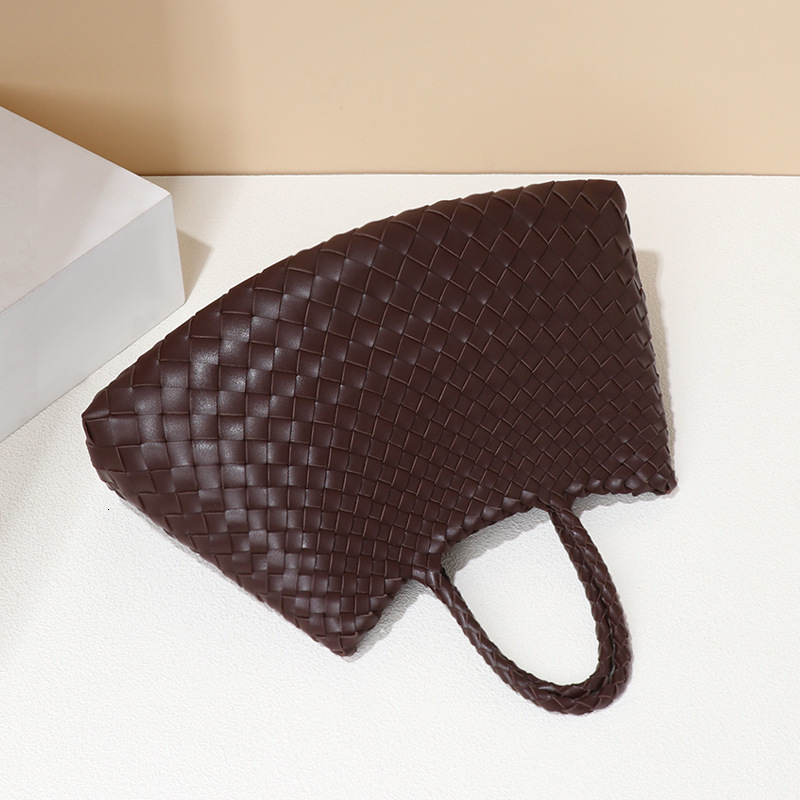 Sasa Style French Basket Handwoven Artistic Versatile High-end Handbag Soft Leather Women's Bag