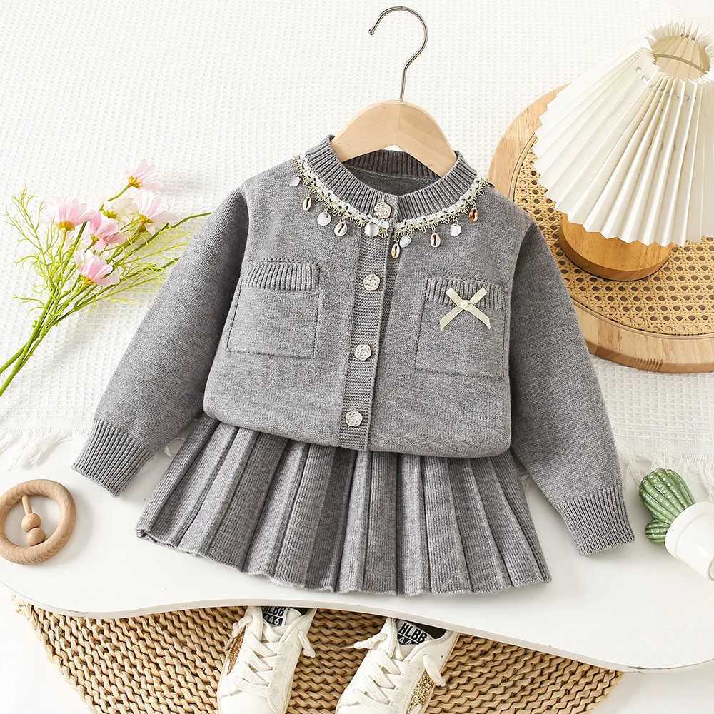 Girls Dress Clothes Sets Spring Autumn Children Woolen jersey Sweaters Coats Skirts Kids Princess Suit For Baby Knitted Outfits L250926D9SA