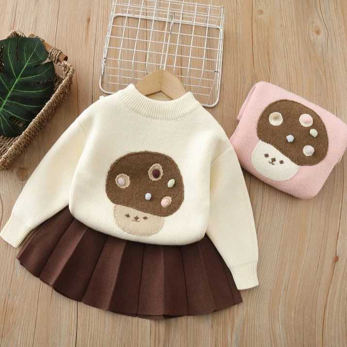 Suit 2025 Autumn and Winter New Childrens Clothing Korean Style Girl Baby Fashion Cute Round Neck Sweater Short Skirt Two Sets L2509262GQW