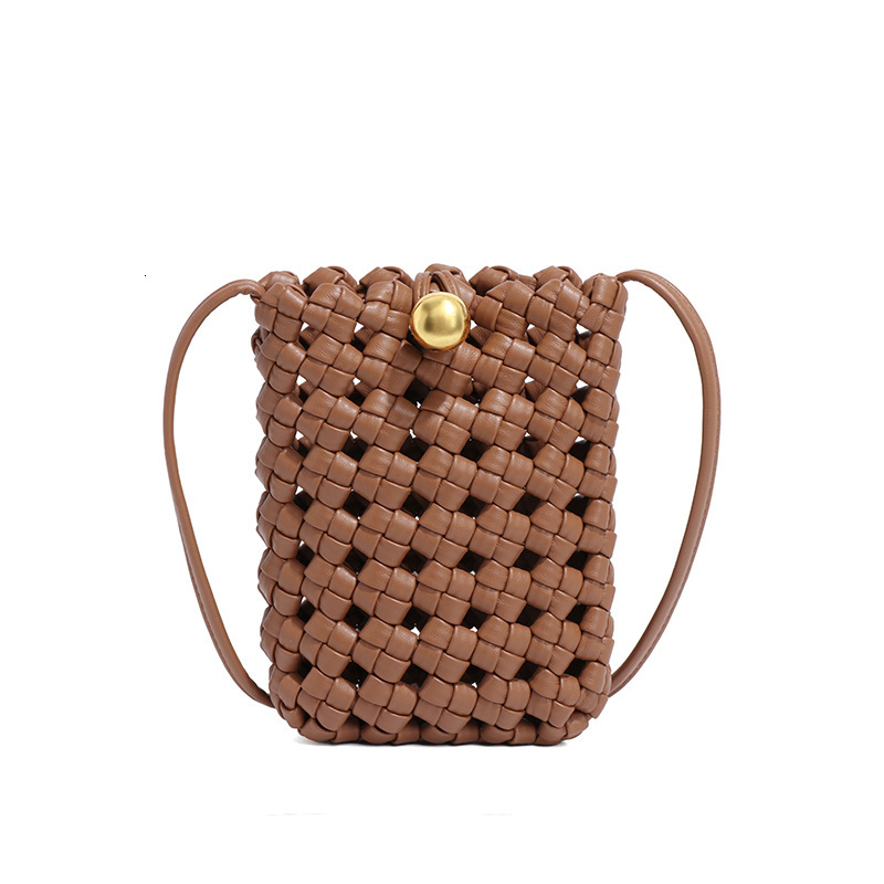 Milad Style Handwoven Convenient Compact Mini Shoulder Crossbody Phone with Gold Plated Buckle Small Square Bag