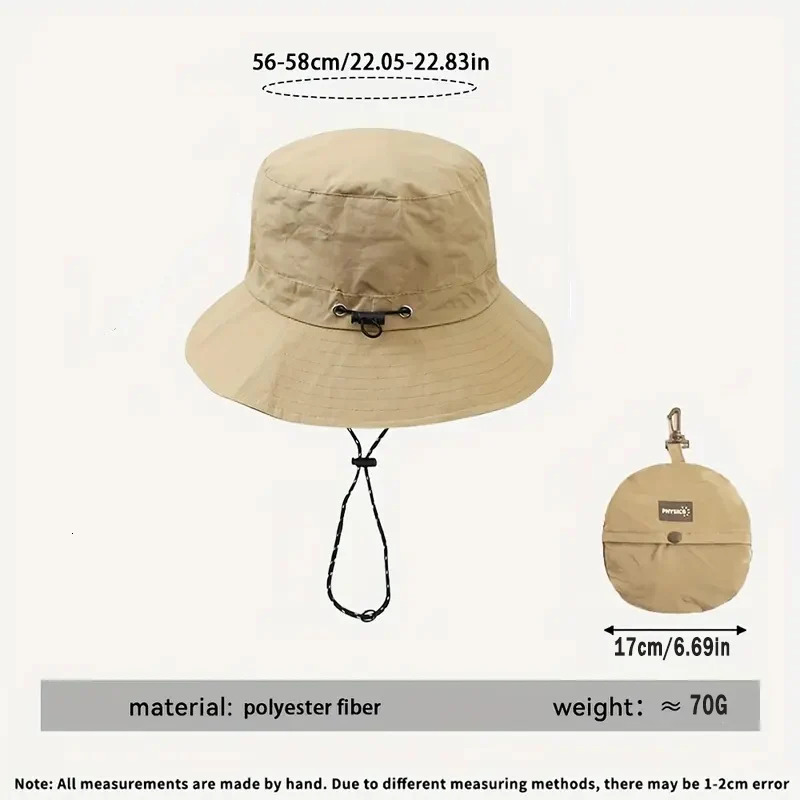 Summer Sun Protection Waterproof Fisherman hat Bucket Camping Hiking Mountaineering Cap With Storage Bag AntiUV Sun 250919