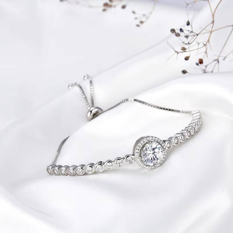 RINNTIN SB75 High Quality Fashion Korean Jewellery 925 Sterling Silver Charm Adjustable Bracelet for Women