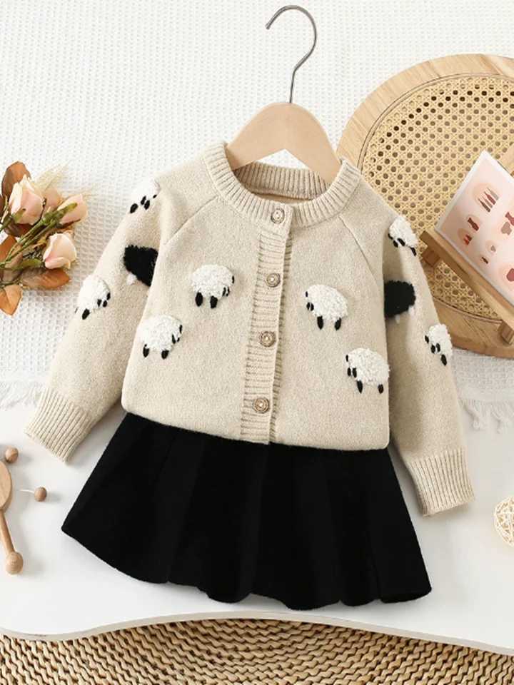 Girls Dress Clothing Sets Spring Autumn Children Woolen Jersey Sweaters Coats Skirts Kids cute Suit For Baby Knitted Outfits 6Y L250926GB2V