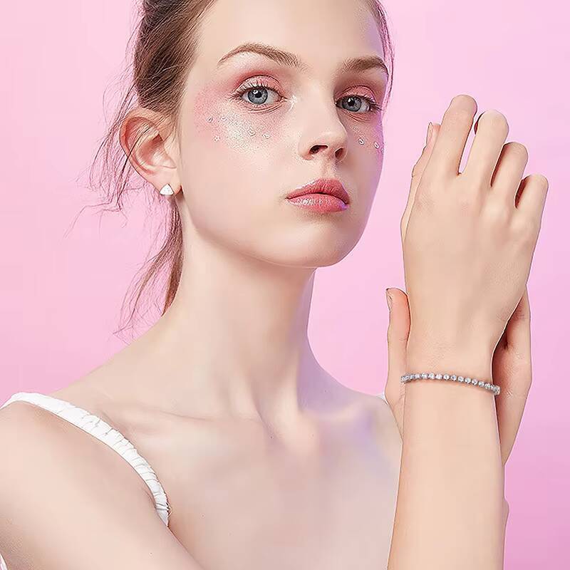 RINNTIN SB116 Men Women 925 Sterling Silver 30mm Bezel Setting Cubic Zirconia Classic Tennis Bracelet