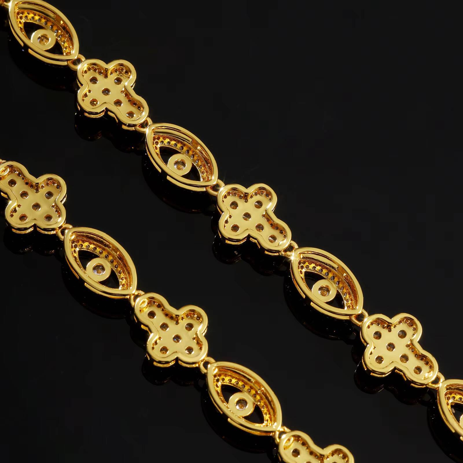 Fashion Design Evil Eye Cross Cuban Chain Brass With 18K Gold Plated 5A Zircon Necklace Iced Out Jewelry for Women Men