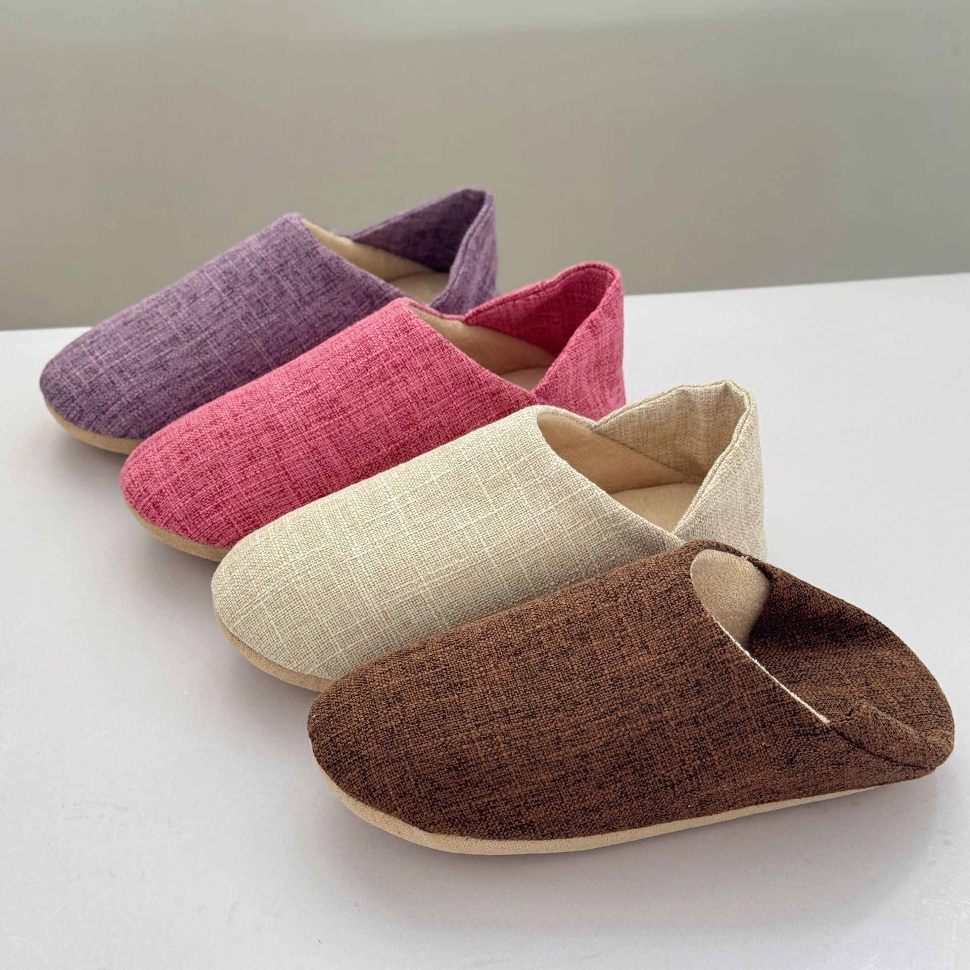 Women's Bag Heel Postpartum Shoes Solid Color Cotton Linen Thin Soft Sole Home Suede Wooden Floor Carpet Slippers ddmymarket