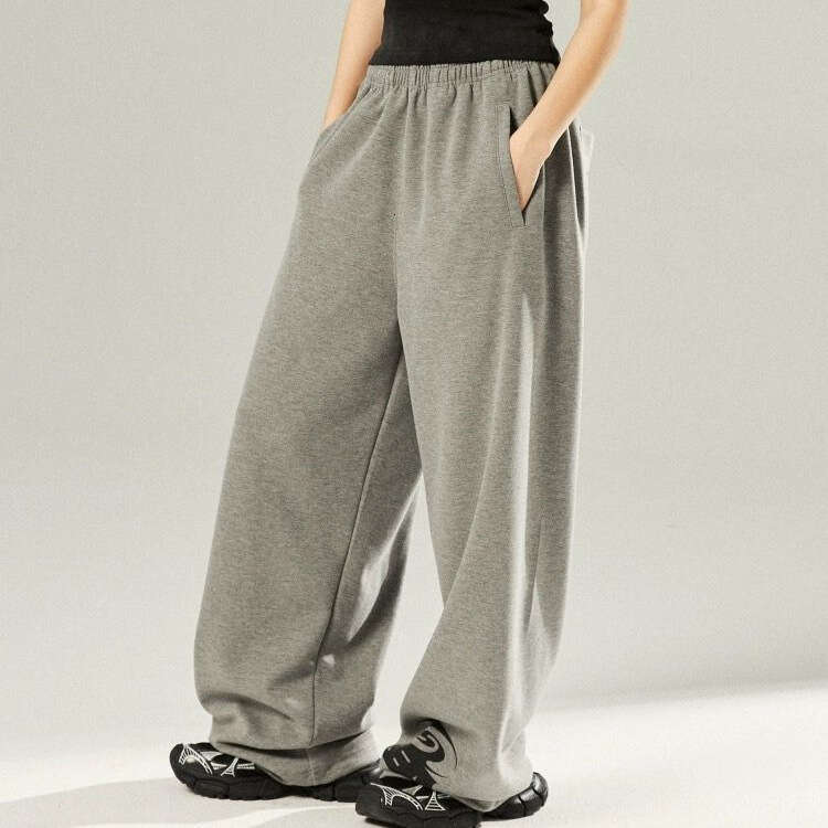 American Style Patchwork Sweatpants for Women Spring New Cotton Super Soft Wide Leg Loose Straight Slimming Casual Pants