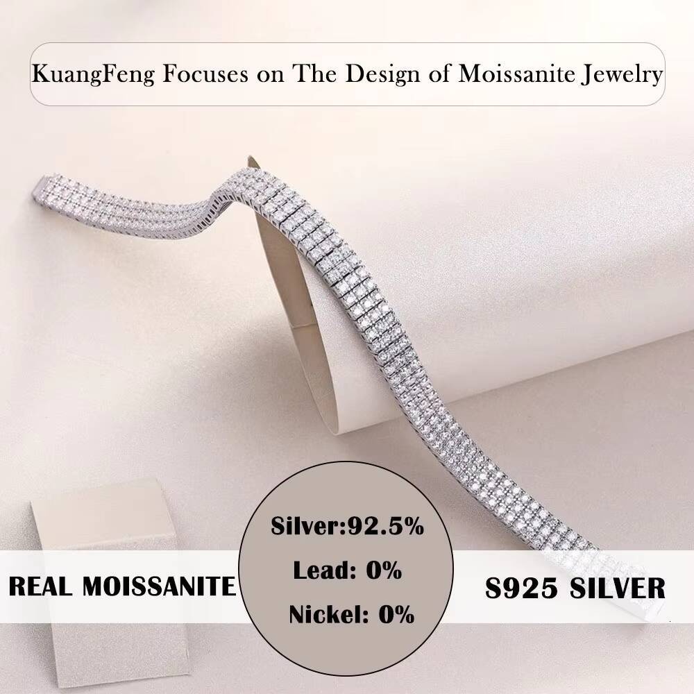 2mm Moissanite Bracelet for Women Luxury Hip Hop Style 925 Sterling Silver 18K Gold Plated Full Pave Slim Band Streetwear Gift