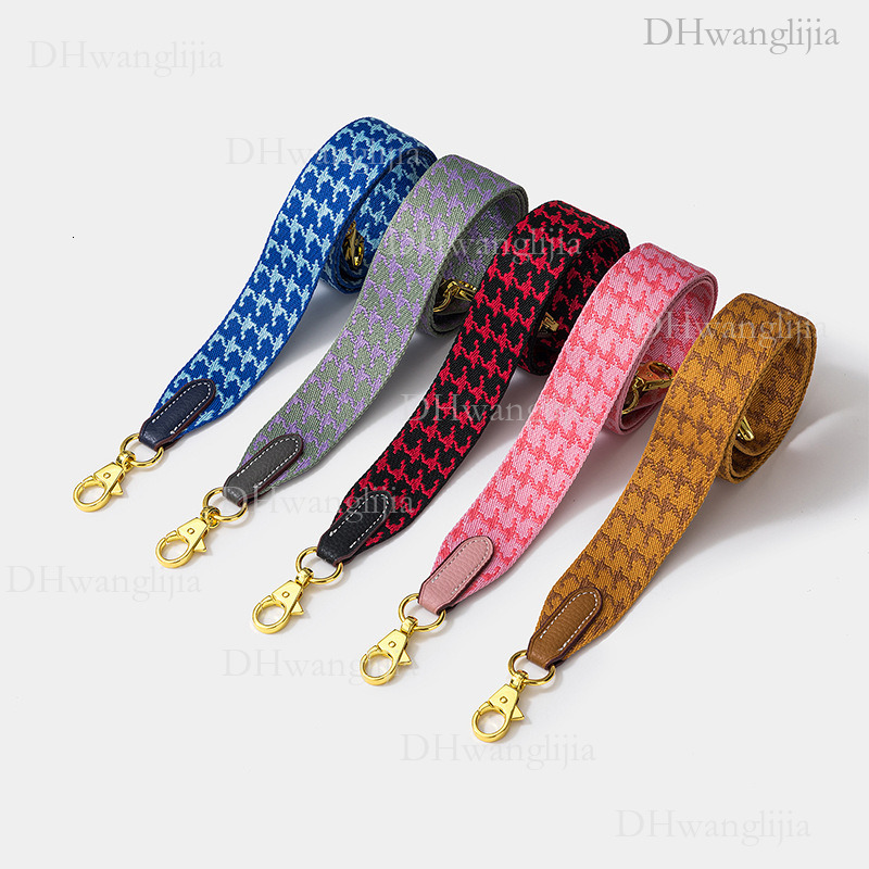 DH Luggage Accessories Women's Same Style Houndstooth Webbing Kelly Single Shoulder Crossbody Modified Bag Wide Strap