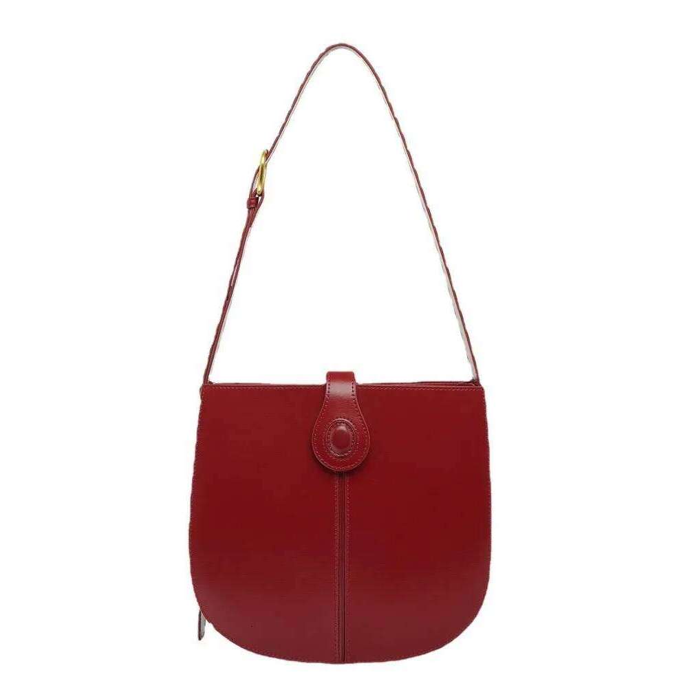 Designer Vintage Saddle Women Single Shoulder Handbag Cow Split Leather Red Bucket Female Street Casual Messenger Bag