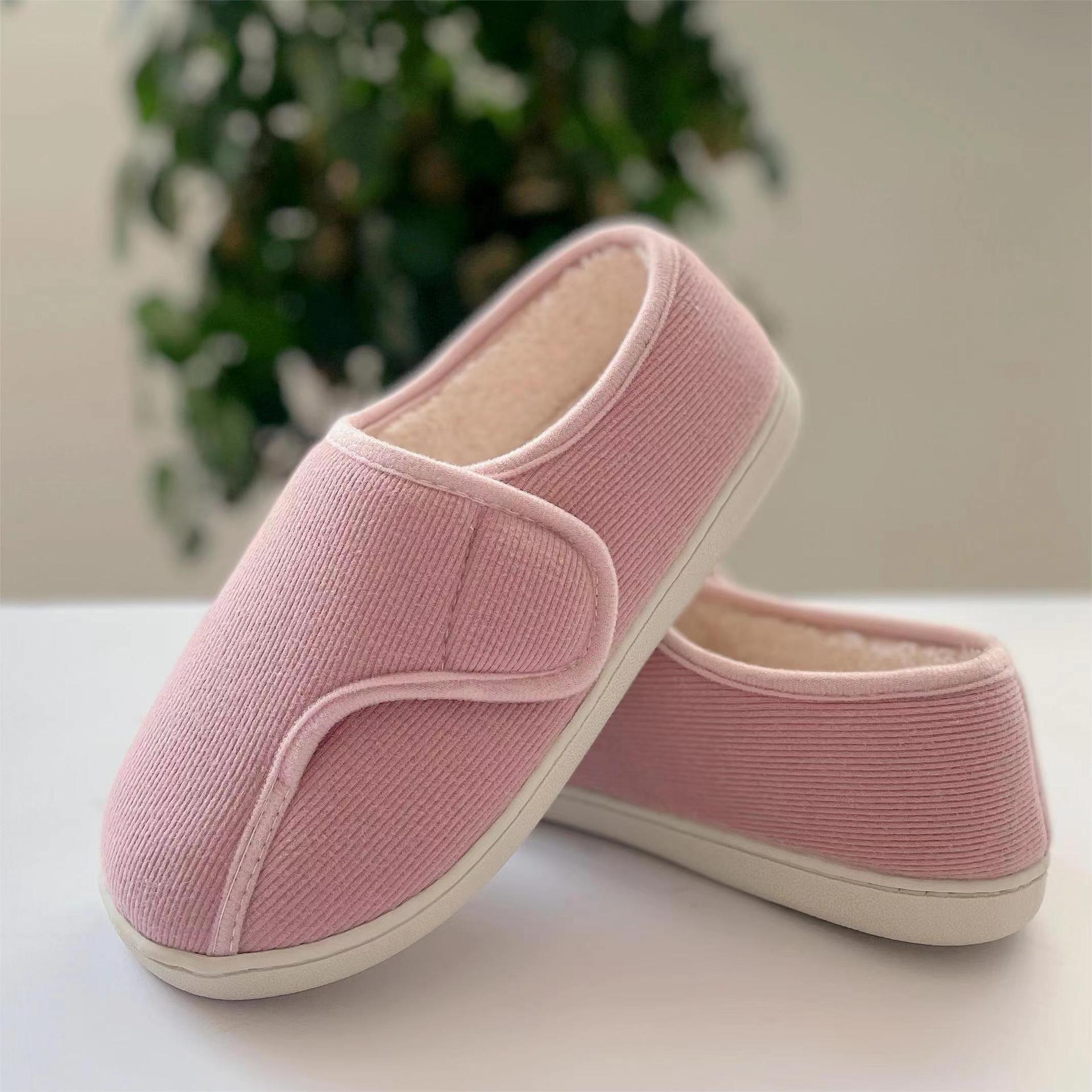Adjustable Pregnant Women Elderly Home Indoor Outdoor Thick Sole Non-Slip Household Maternity Shoes Winter Closed Heel Postpartum Cotton Slippers ddmy