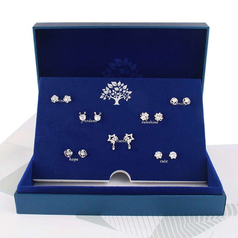 Dongdaemun S Sier Needle Earring Set Micro Pave Zirconia One Road With You Weekly Earrings Valentine's Day Gift