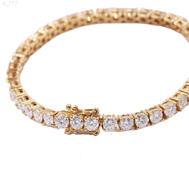 Tianyu Gems Pure Hand Make 2mm 3mm 4mm Round White Moissanite Tennis Bracelet in 14k18k Real Gold Jewelry