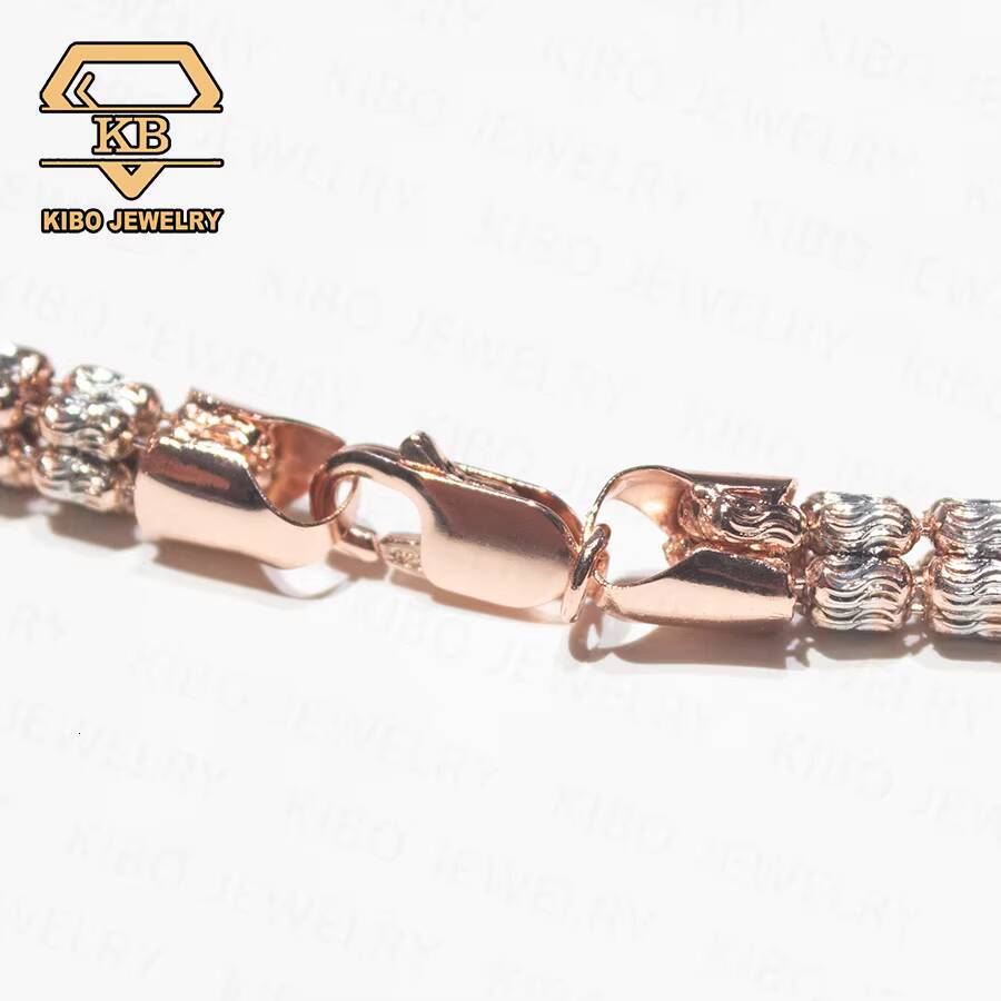 Moon Ice Chain Two Tone 925 Sterling Silver Diamond Cut Ice Link Chain Moon Ice Chain Necklace Ice Chain for Men
