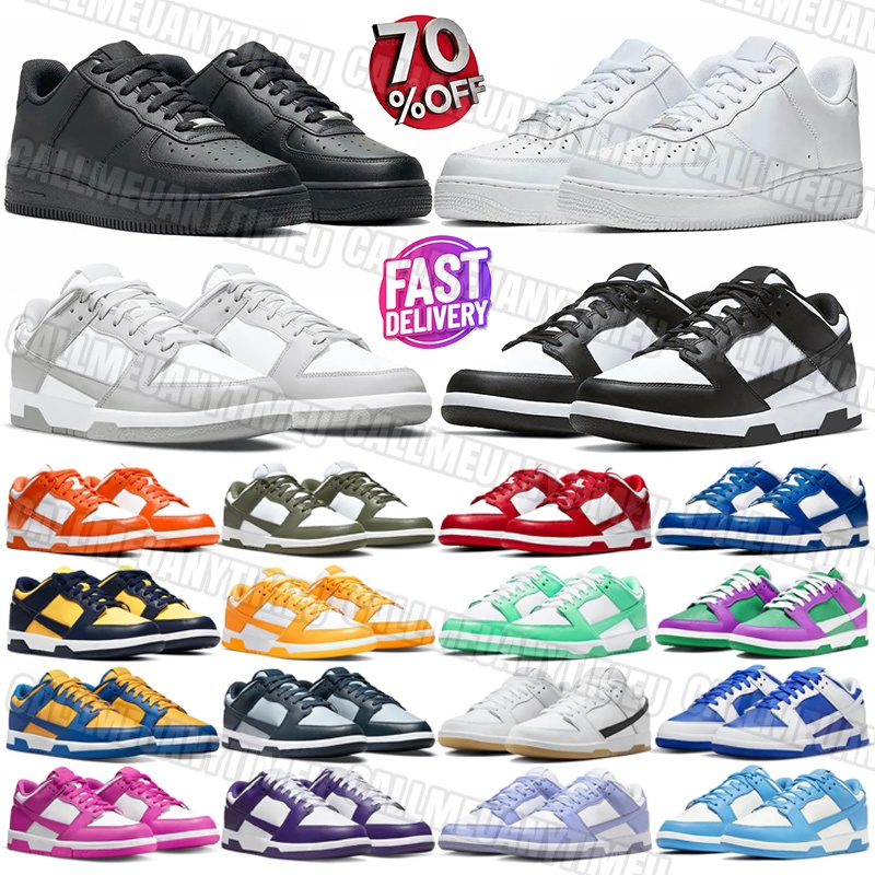 Mens trainers classic Panda Black White Designer Running Shoes leather rubber Grey Fog outdoor sports shoes Womens sneakers Commut Fashion chaussure Fast delivery