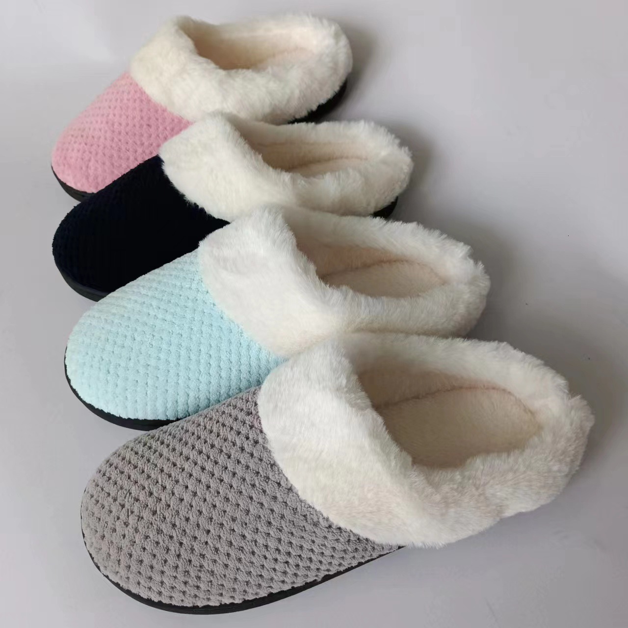 Pineapple Grid Coral Fleece Memory Foam Slippers ddmymarket