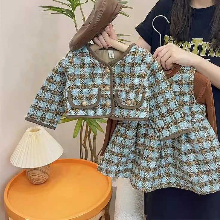 Childrens Sets Girl New Korean Elegant Autumn Baby Fashionable Tide Two Pieces Round Collar 2024 Childrens Clothing L25092607GL