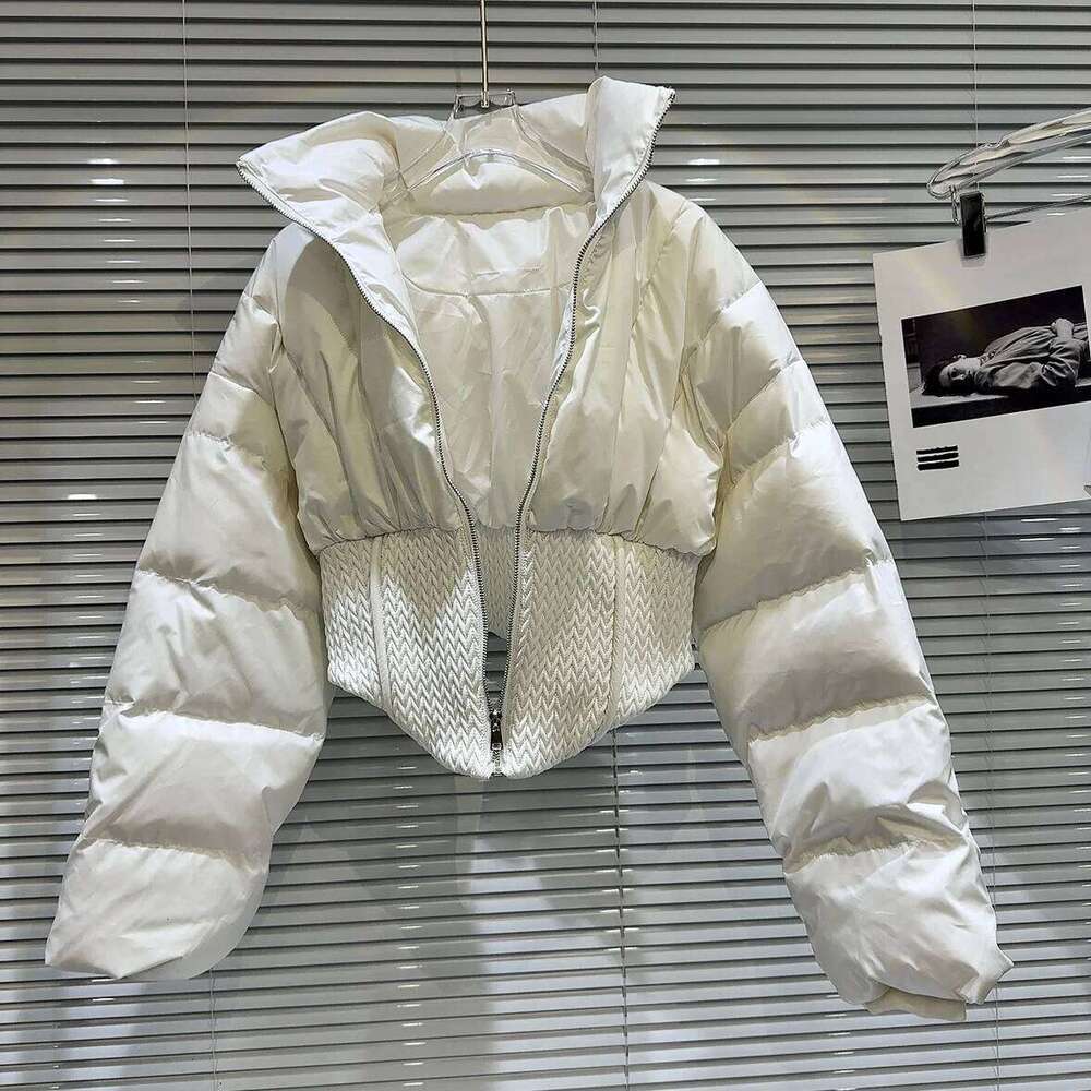 Winter High Quality White Duck Fashion Fish Bone Tight Waist Slim Elegant Coat Spice Girls Black Down Jacket Women