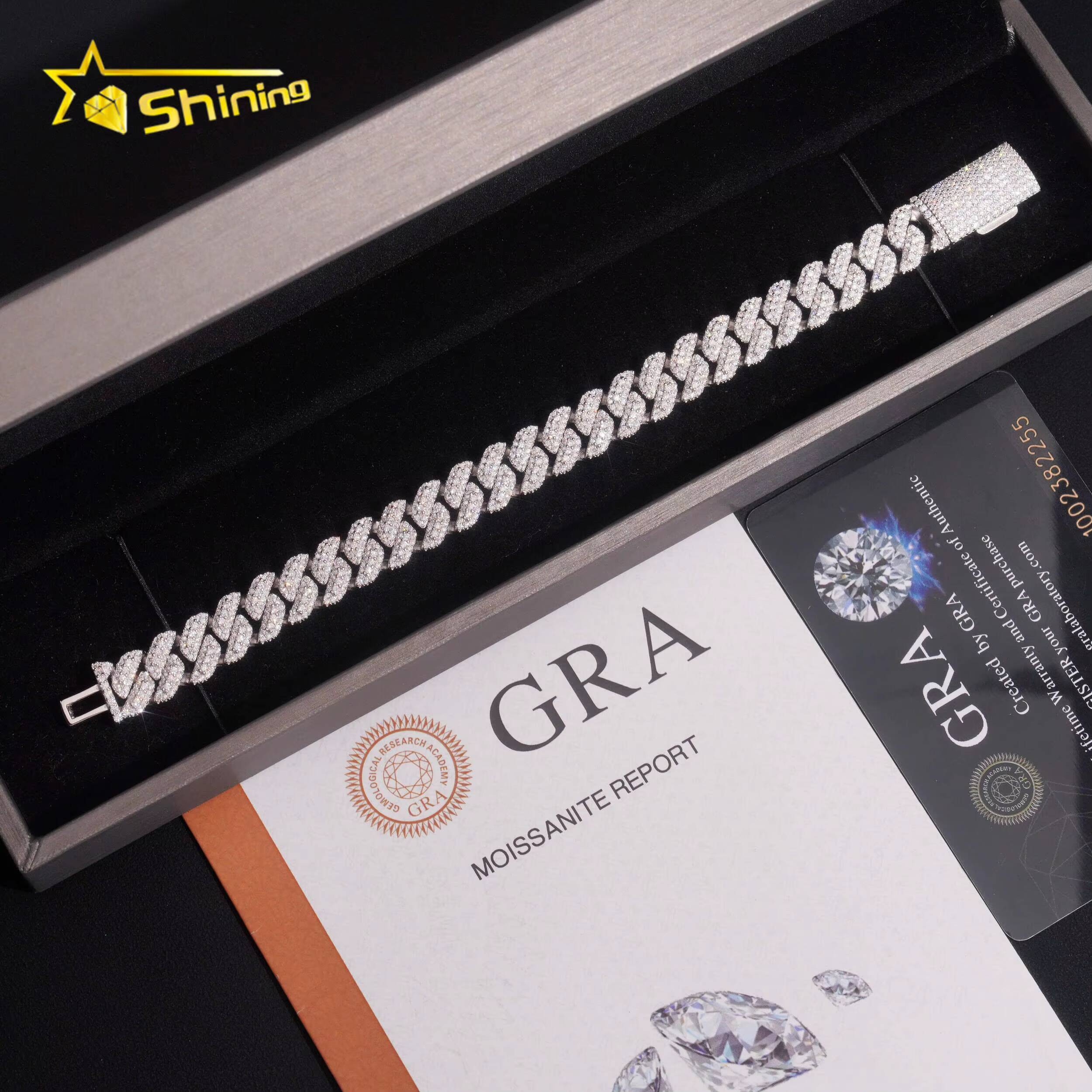 Hip Hop Jewelry Wholesale Price 10mm Moissanite Diamond Cuban Link Bracelet Custom Silver Bracelet 925 Sterling for Men