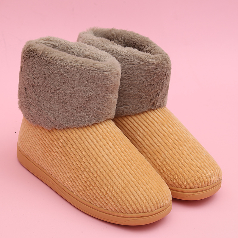Home High-Top Fleece-Lined Thick-Soled Couple's Knitted Winter Indoor Cotton Slippers Snow Boots ddmymarket