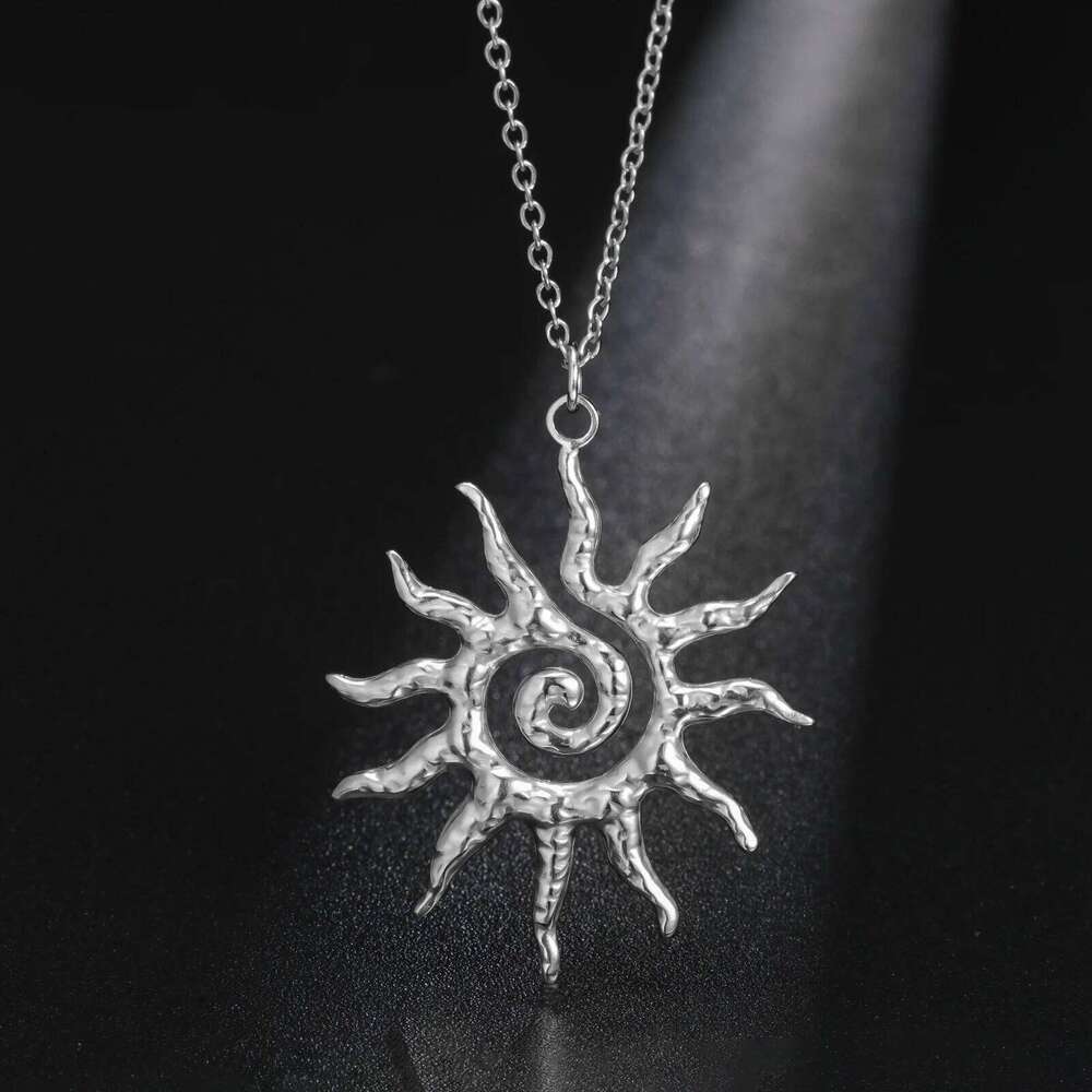 Magic Witch Sun Necklace for Men Woman Vintage Amulet Supernatural Chain Hollow Gold Color Stainless Steel Gift Choker Jewelry