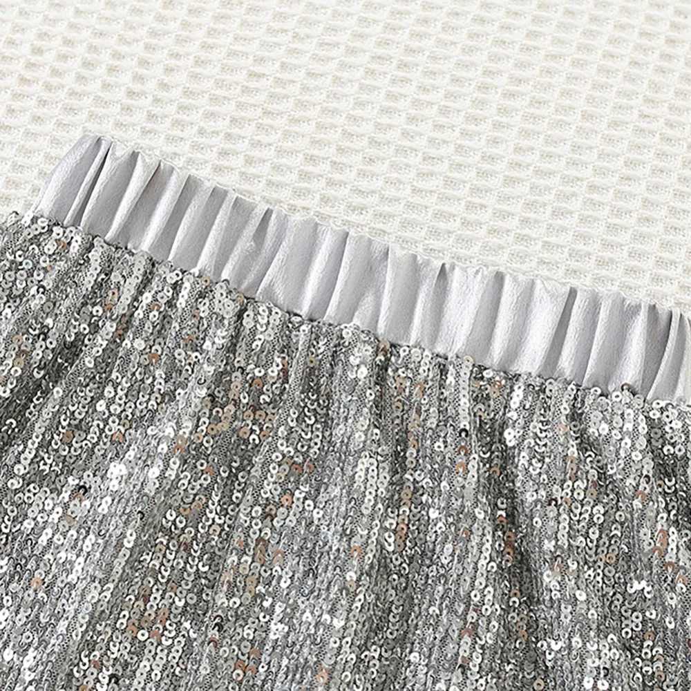 27 Y Girls Sweater Suits Feather Knit Cardigans Coat Trendy Sequins Skirts 2Pcs Childrens New Years Clothes Kids Outfit L2509265CGM