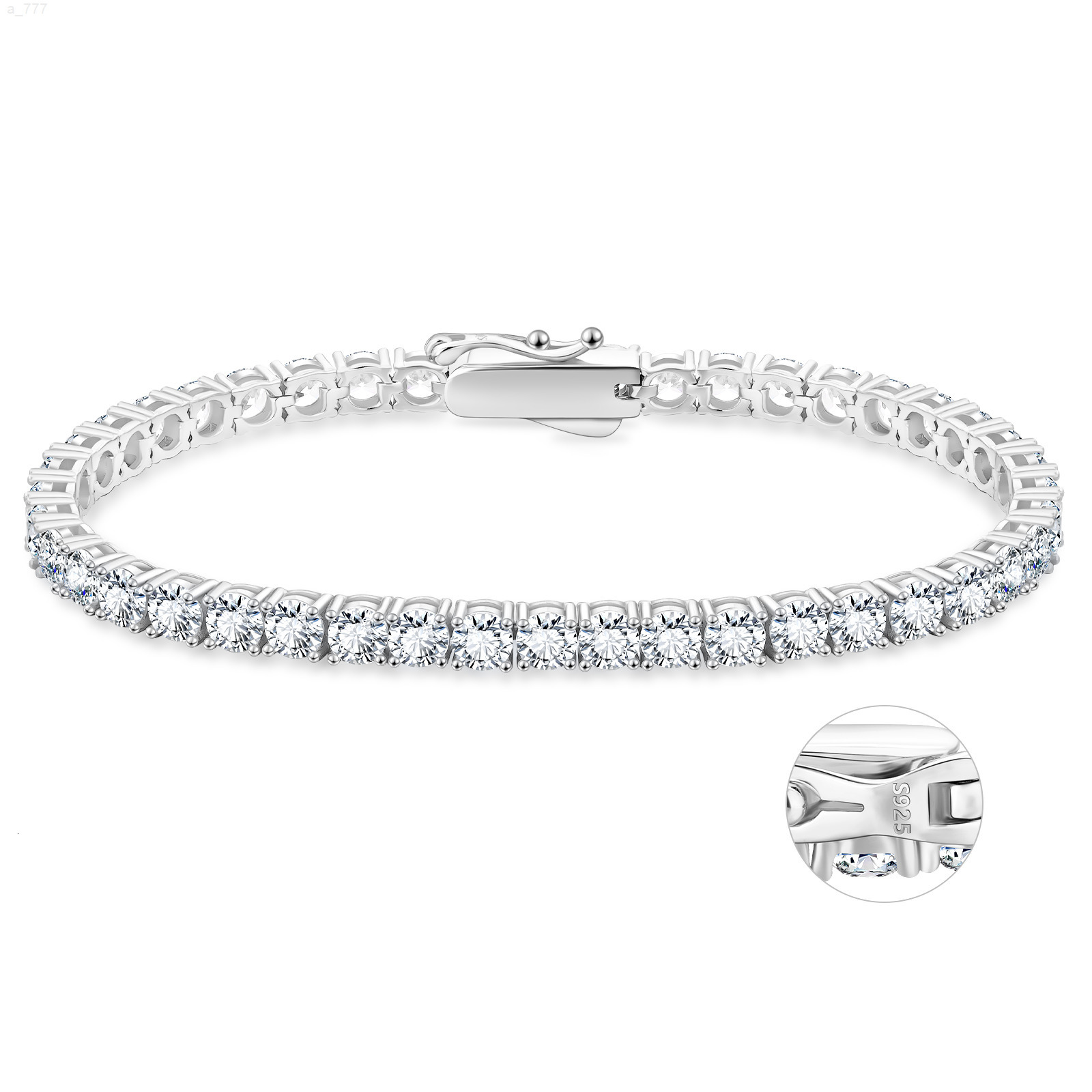 3MM 4MM 5MM Sparking Jewelry 925 Sterling Silver Wrist Chain 14K White Gold Plating CZ Zirconia Girls Women MEN Tennis Bracelet