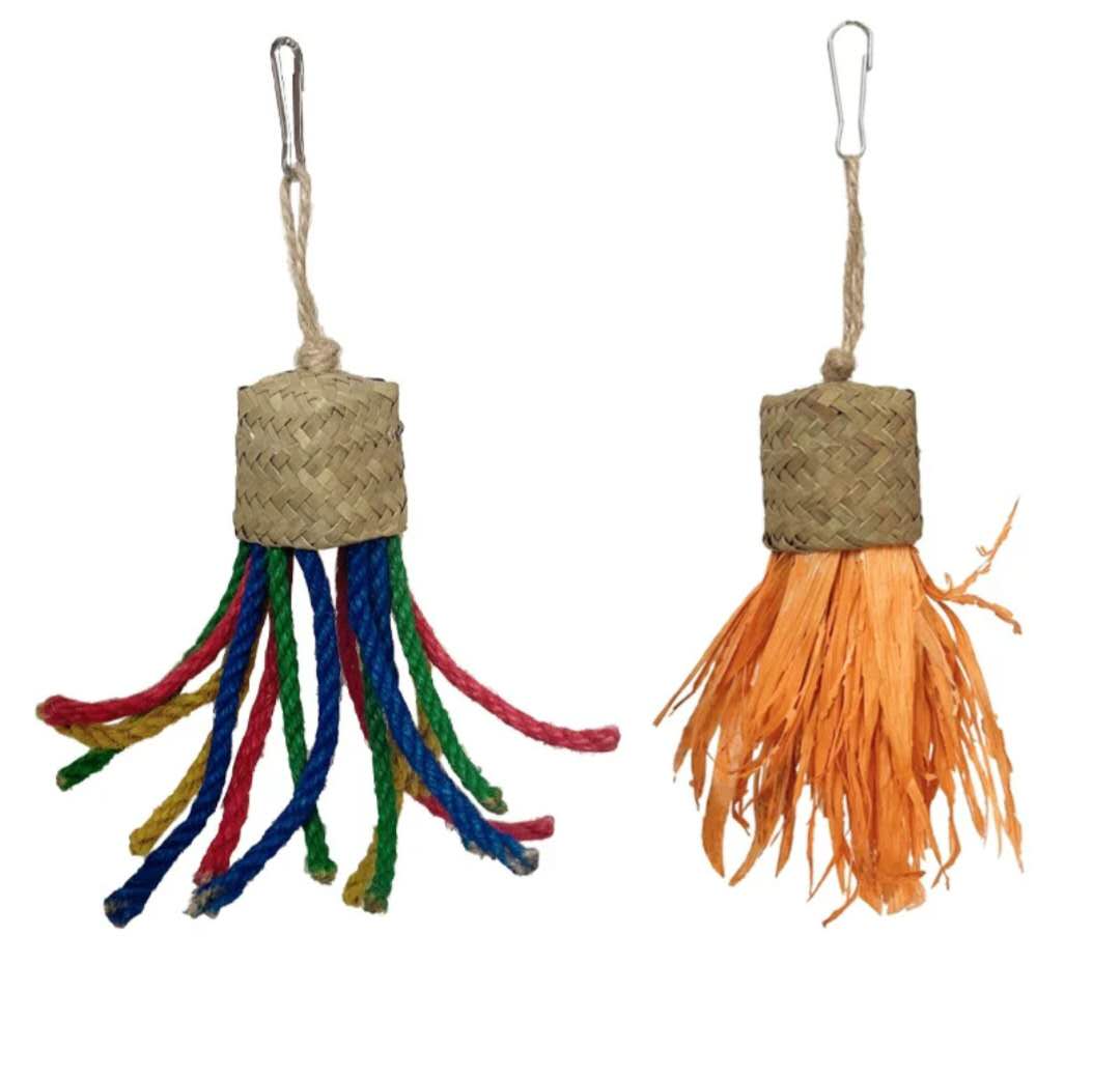 Eco-Friendly Multi-Colored Rattan Hangable Perch - Perfect Interactive Playtime Tool