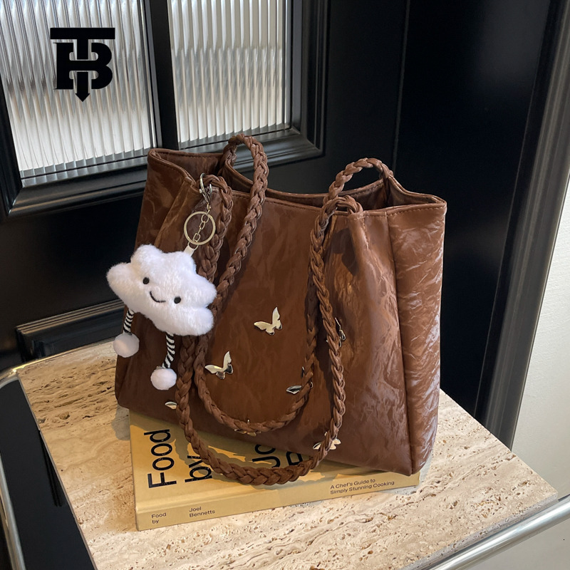 TB BHULAMTE Luxury Bag Designer Bag Large Capacity Bag For Women 2025 New Fashion Niche Butterfly Shoulder Bag Student Class Commuting Versatile Tote 
