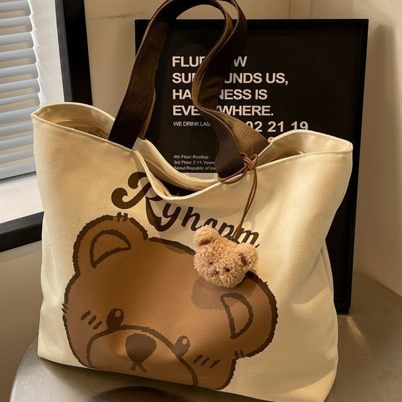 Women's commuting handbag new canvas shoulder bag cute printed large capacity fashionable designer bag women's shoulder bag luxury handbag
