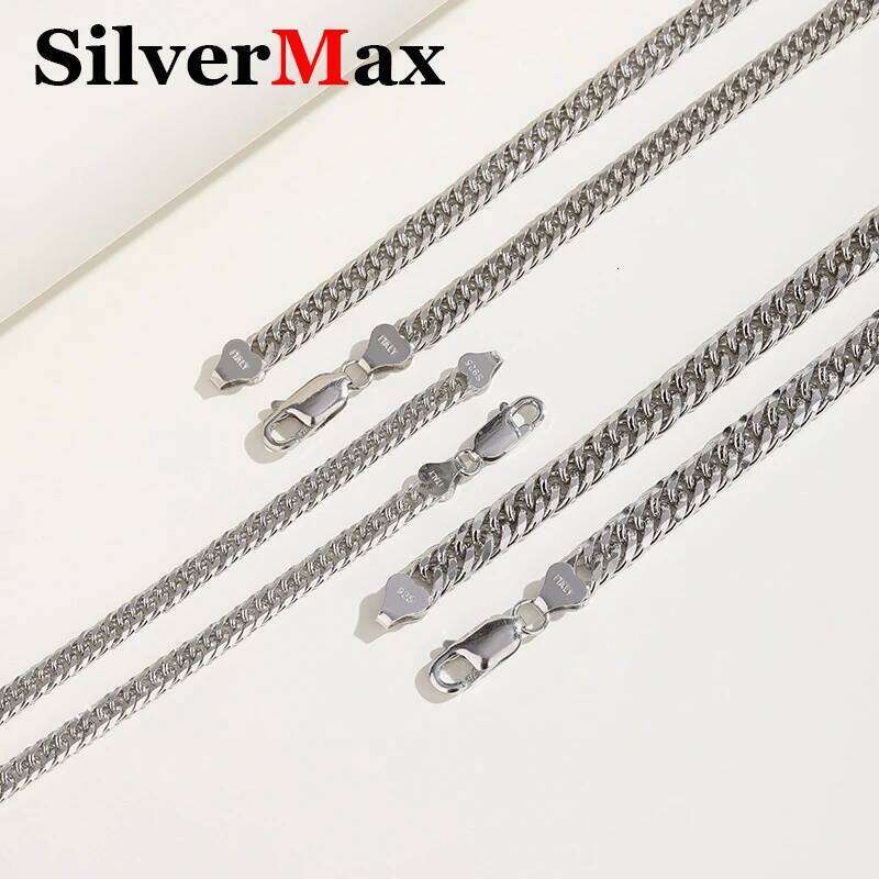 Sterling Sier 4mm/5mm/6mm Cuban For Men Hip Hop Horsewhip Chain Punk Necklace Trendy Accessories Wholesale