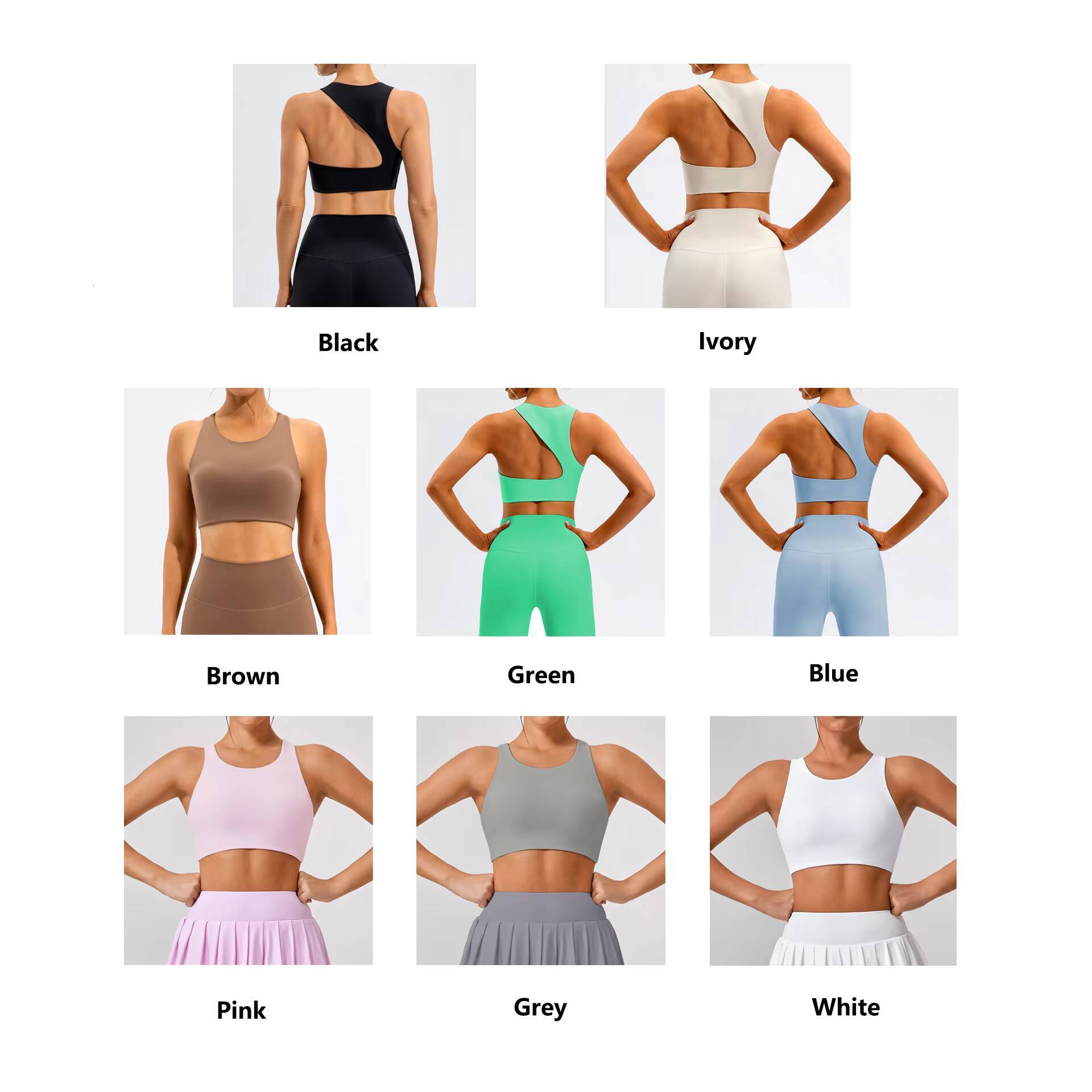 JJYW306 Custom Crew Neck Hollow Out Back Cropped Gym Fitness Top Womens Active Wear Breathable Workout Sports Yoga Bra