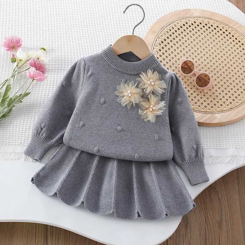 Gilrs Dress Clothes Sets Spring Autumn Children Woolen Jersey Sweaters Tops Skirt Kids Princess Dress Suit For Baby Outfits 5 6Y L250926ZVJ8