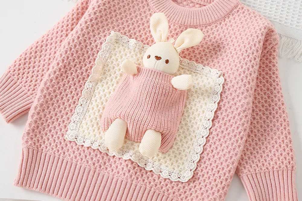 Childrens Clothing Sets Bunny Embellished Knitted Top Pleated Skirt Winter Baby Girl Clothes Kids Knitwear Sweater L250926NXQL