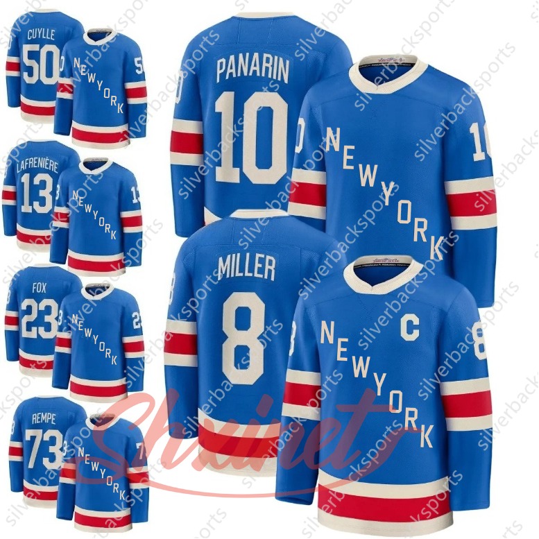 2025 Centennial 10 Artemi Panarin hockey jersey 11 MESSIER Matt Rempe 23 Adam Fox Igor Shesterkin Mika Zibanejadd Trocheck JT Miller Alexis Lafreniere Will Cuylle
